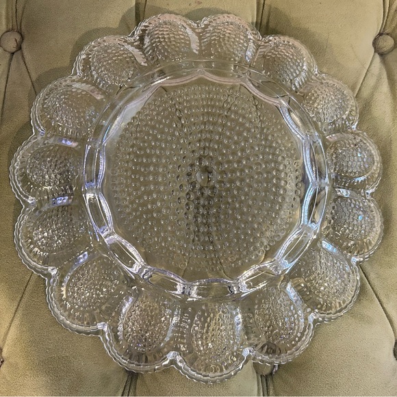 Vintage Indiana Clear Glass Hobnail Deviled Egg Platter - Picture 2 of 2